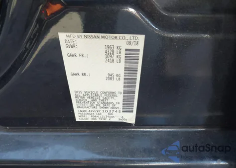 2019 Nissan Altima 2.5 Platinum z USA, uszkodzony, nr VIN 1N4BL4FV2KC103745